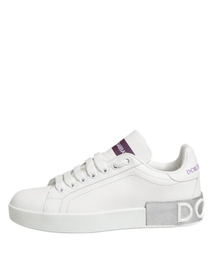 Weiß Lila Leder Low Top Turnschuhe Schuhe