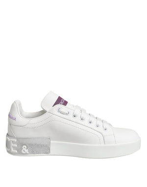 Weiß Lila Leder Low Top Turnschuhe Schuhe