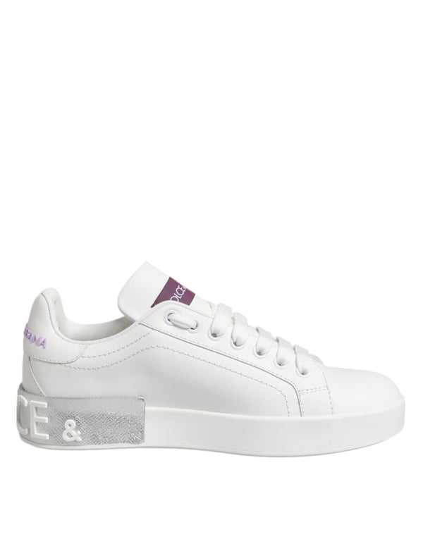 Weiß Lila Leder Low Top Turnschuhe Schuhe