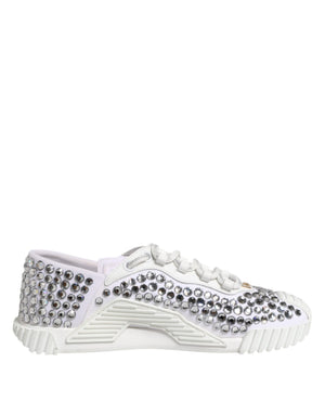 Weiß NS1 Canvas Leder verschönert Turnschuhe Schuhe