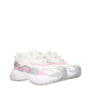 Chunky Sneakers aus weißem Stoff