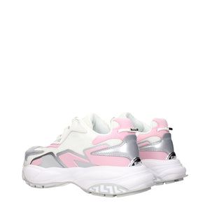 Chunky Sneakers aus weißem Stoff
