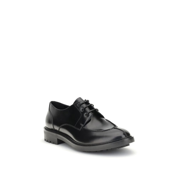 Schwarze Kalbsleder-Bos-Taurus-Halbschuhe und -Derby-Schuhe