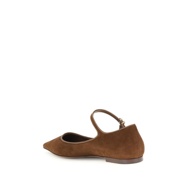 Braune Ziegenleder-Ballerinas