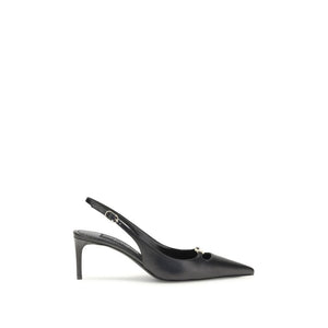 Schwarze Ziegenleder-Pumps mit hohem Absatz