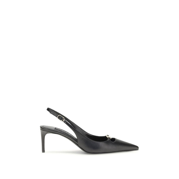 Schwarze Ziegenleder-Pumps mit hohem Absatz