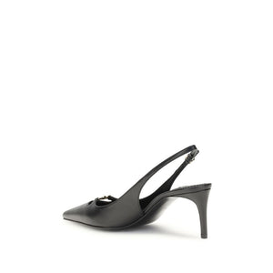 Schwarze Ziegenleder-Pumps mit hohem Absatz