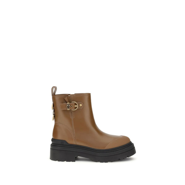 Beigefarbene Kalbshaut Bos Taurus Stiefeletten