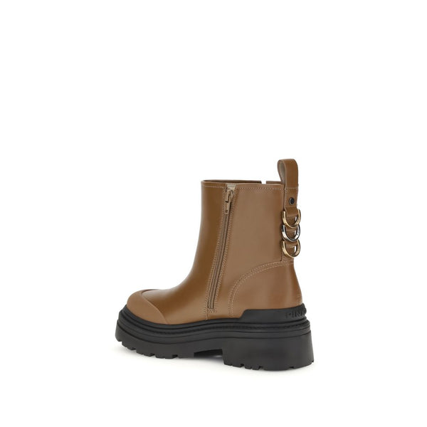 Beigefarbene Kalbshaut Bos Taurus Stiefeletten