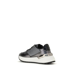 Graue Stoff-Sneaker mit niedrigem Schaft