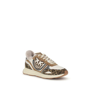 Bunte Leder-Sneaker mit klobiger Sohle