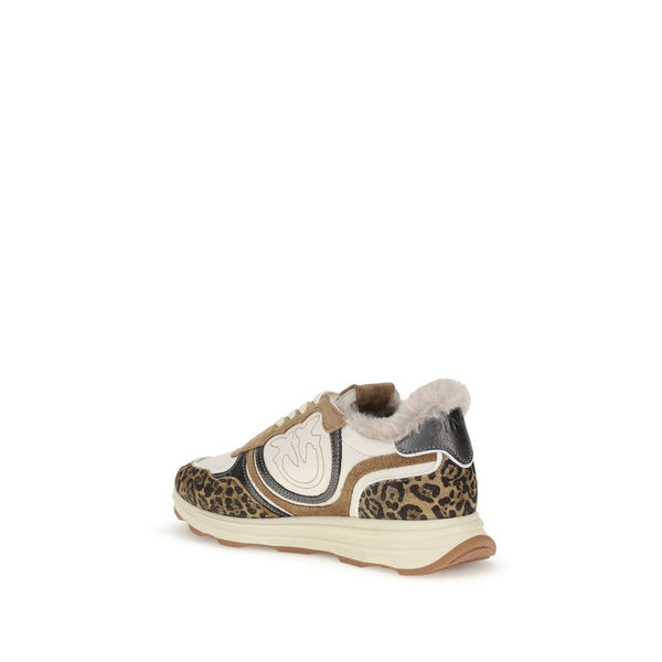 Bunte Leder-Sneaker mit klobiger Sohle