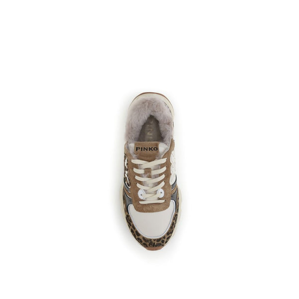 Bunte Leder-Sneaker mit klobiger Sohle