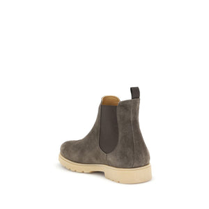 Braune Gummistiefel im Chelsea-Stil