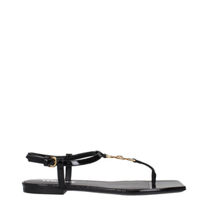 Schwarze Flip-Flop-Sandalen aus Leder