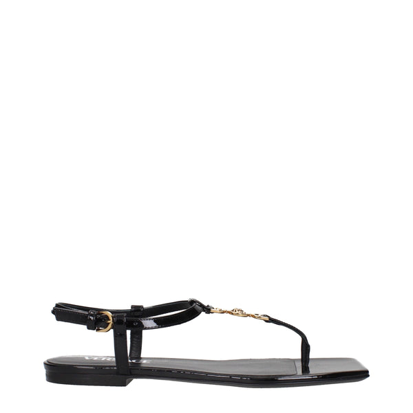 Schwarze Flip-Flop-Sandalen aus Leder