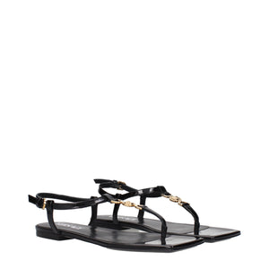 Schwarze Flip-Flop-Sandalen aus Leder