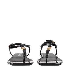 Schwarze Flip-Flop-Sandalen aus Leder