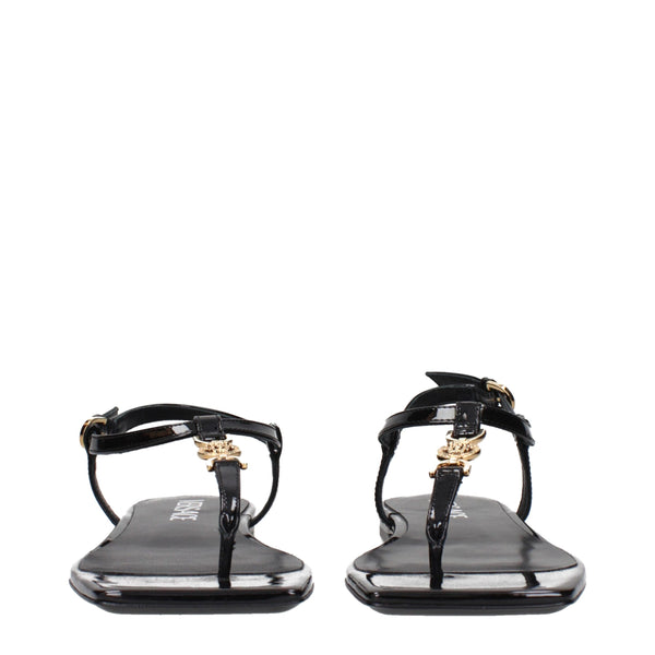 Schwarze Flip-Flop-Sandalen aus Leder
