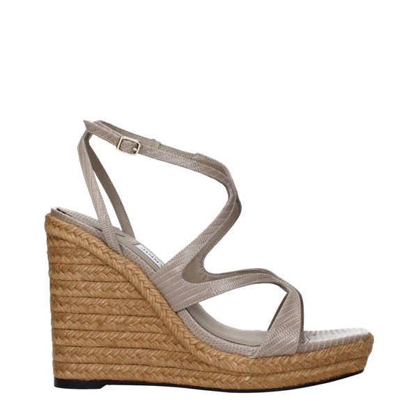Elegante Graue Leder-Keilsandalen