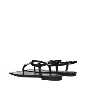 Schwarze Flip-Flop-Sandalen aus Leder