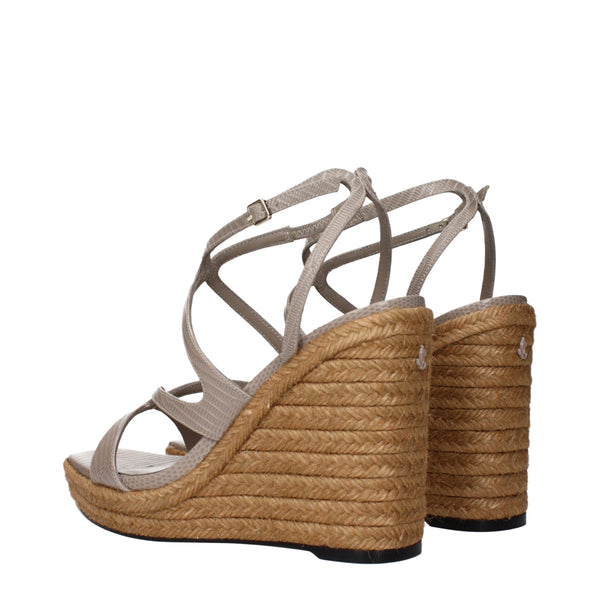Elegante Graue Leder-Keilsandalen