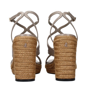 Elegante Graue Leder-Keilsandalen