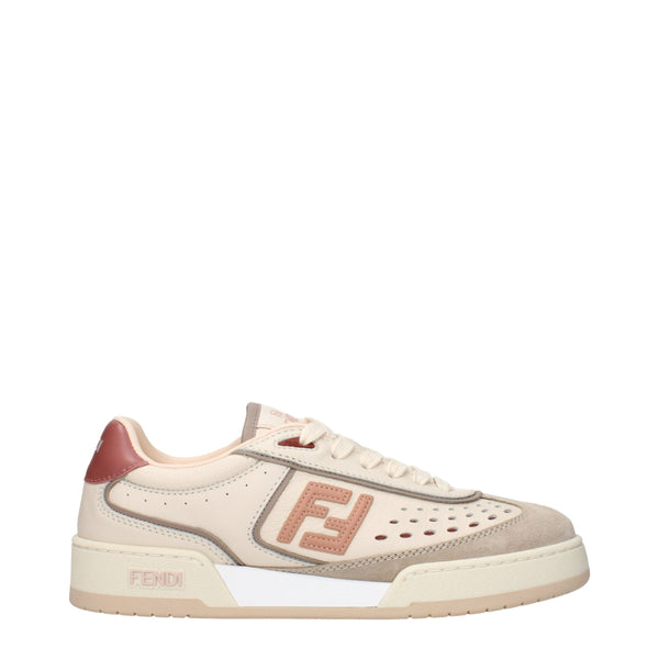 Beigefarbene Leder-Sneaker mit niedrigem Schaft