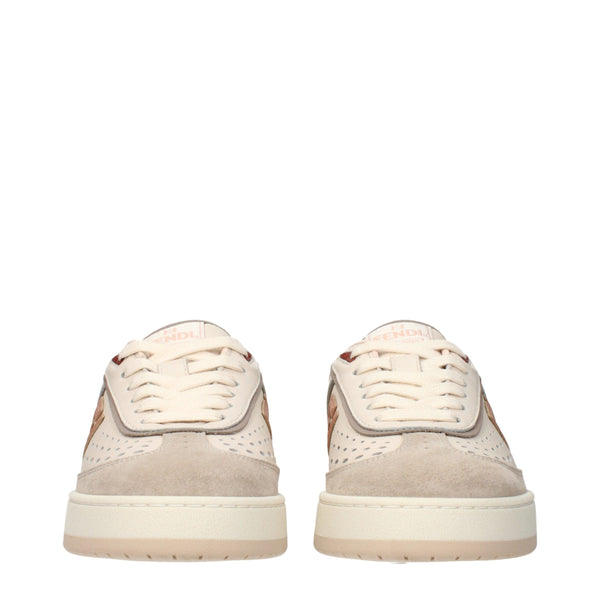 Beigefarbene Leder-Sneaker mit niedrigem Schaft