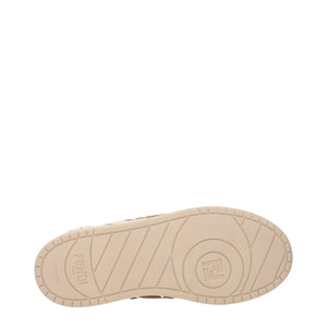 Beigefarbene Leder-Sneaker mit niedrigem Schaft