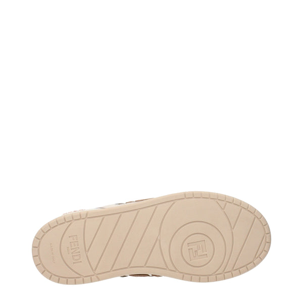 Beigefarbene Leder-Sneaker mit niedrigem Schaft