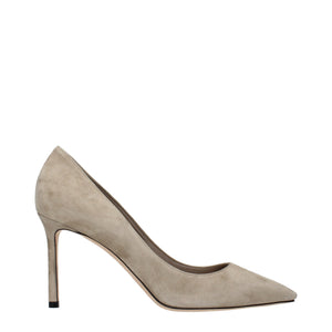 Graue Lederpumps
