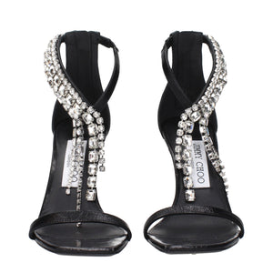 Schwarze Leder-Stilettosandalen