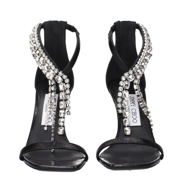 Schwarze Leder-Stilettosandalen