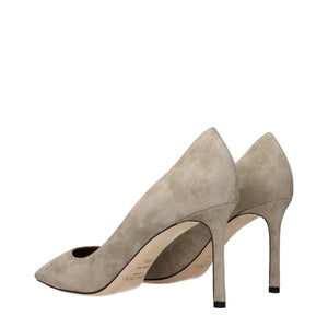 Graue Lederpumps
