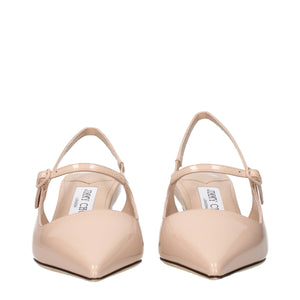 Rosa Leder Pumps mit mittlerem Absatz
