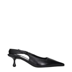 Flache Ledersandalen in Schwarz