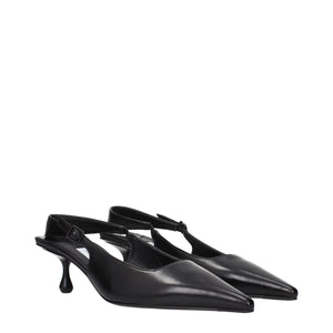 Flache Ledersandalen in Schwarz