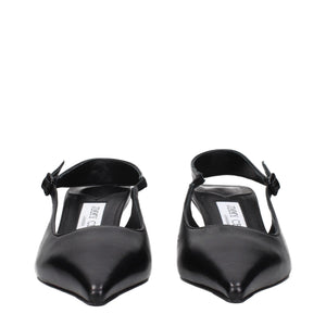 Flache Ledersandalen in Schwarz