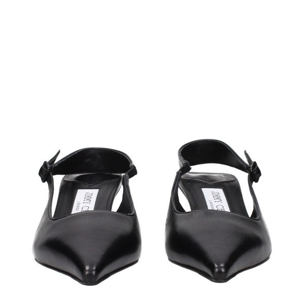 Flache Ledersandalen in Schwarz
