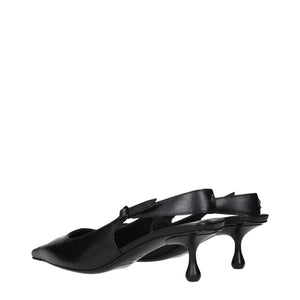 Flache Ledersandalen in Schwarz