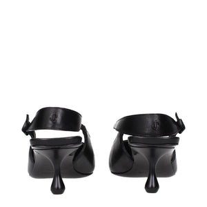 Flache Ledersandalen in Schwarz