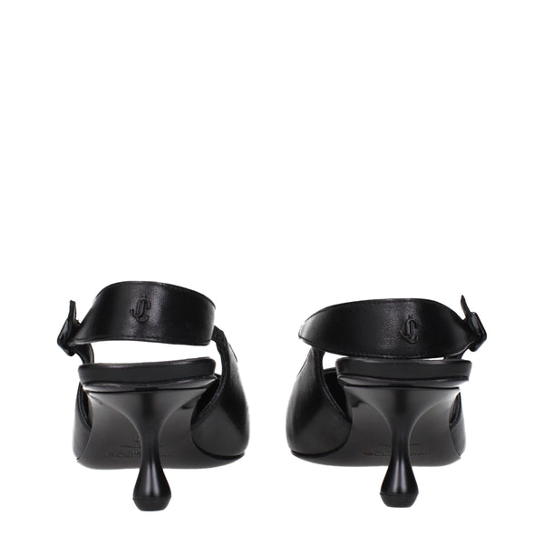 Flache Ledersandalen in Schwarz
