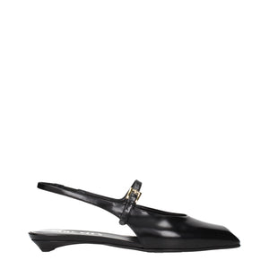 Schwarze Leder-Flachsandalen