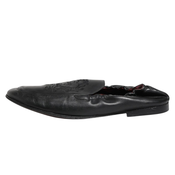 Schwarzes Leder Slip On Männer flache Loafers Schuhe
