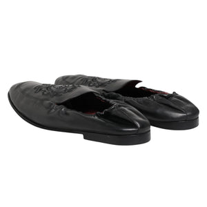 Schwarzes Leder Slip On Männer flache Loafers Schuhe