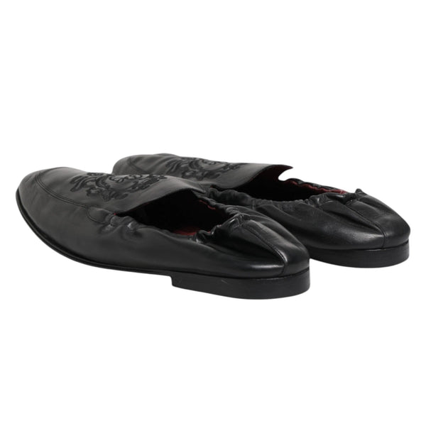 Schwarzes Leder Slip On Männer flache Loafers Schuhe