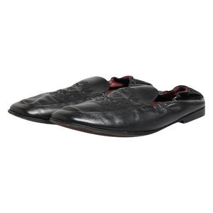 Schwarzes Leder Slip On Männer flache Loafers Schuhe