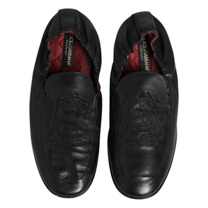 Schwarzes Leder Slip On Männer flache Loafers Schuhe