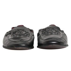Schwarzes Leder Slip On Männer flache Loafers Schuhe